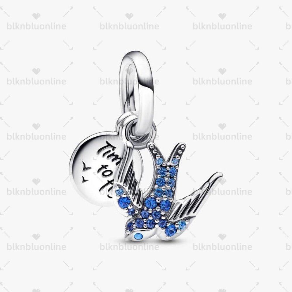 Pandora Sparkling Swallow & Quote Double Dangle Charm
